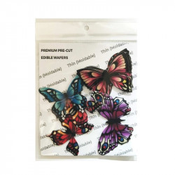 Black Border Bright Big Size Wafer Butterflies WPC 32 (8 Pcs Pack) - Tastycrafts