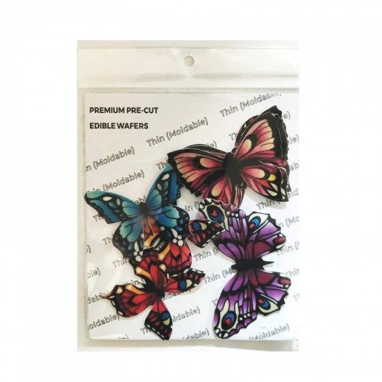 Black Border Bright Big Size Wafer Butterflies WPC 32 (6 Pcs Pack) - Tastycrafts