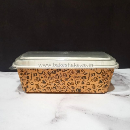 Brown Printed Bake And Serve Plumpy Cake Mould With Lid