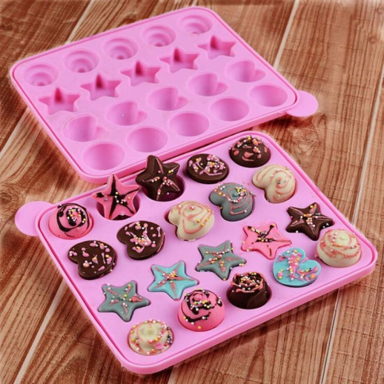4 in 1 Cake Pop Moulds | Silicone Lollipop Mould with Round, Star, Heart, Spiral Shape Cavity 4 in 1 Cake Pop Moulds | Silicone Lollipop Mould with Round, Star, Heart, Spiral Shape Cavity