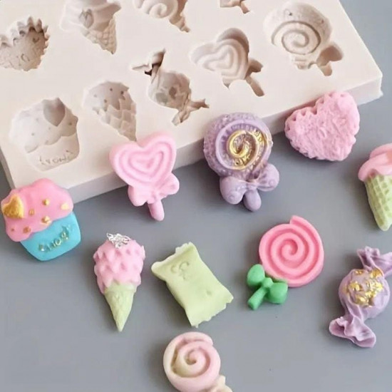 Candy, Ice Cream, Lollipop Shape Silicone Mould