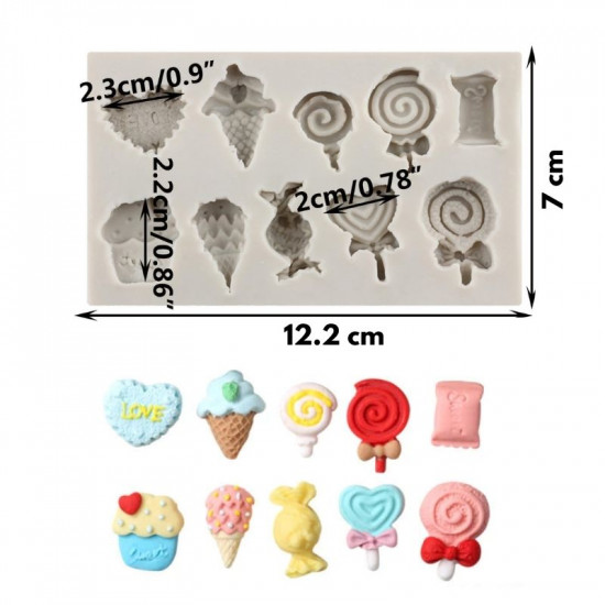 Candy, Ice Cream, Lollipop Shape Silicone Mould