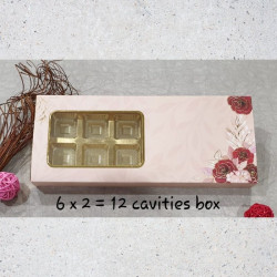 Chocolate Box Peach With Red Roses Design 12 Cavity (Set of 5)