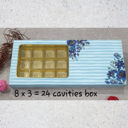 Chocolate Box Blue Stripes and Floral 24 Cavity (Set of 5)
