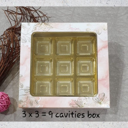 Chocolate Box Peach With Golden Floral Design 9 Cavity (Set of 5)