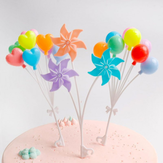 Colourful Heart Bouquet Cake Topper