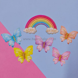 Colourful Rainbow Happy Birthday Paper Cake Topper (Set of 6 Pieces)