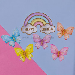 Rainbow Happy Birthday Paper Cake Topper (Set of 6 Pieces)