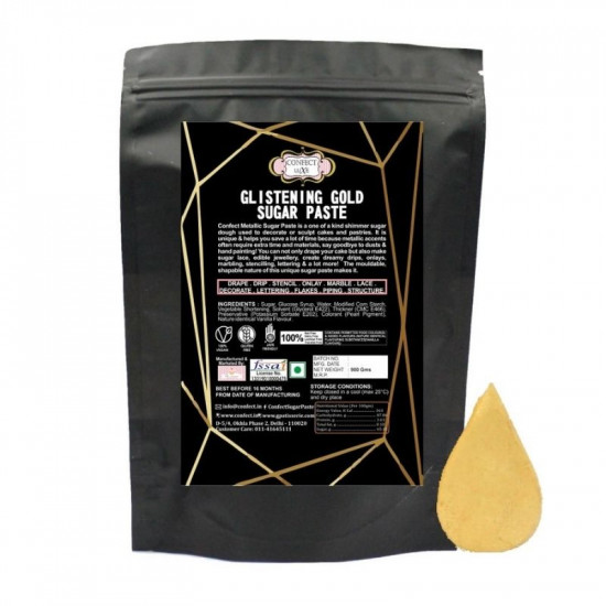 Glistening Gold Sugar Paste (900 Gms) - Confect Glistening Gold Sugar Paste (900 Gms) - Confect