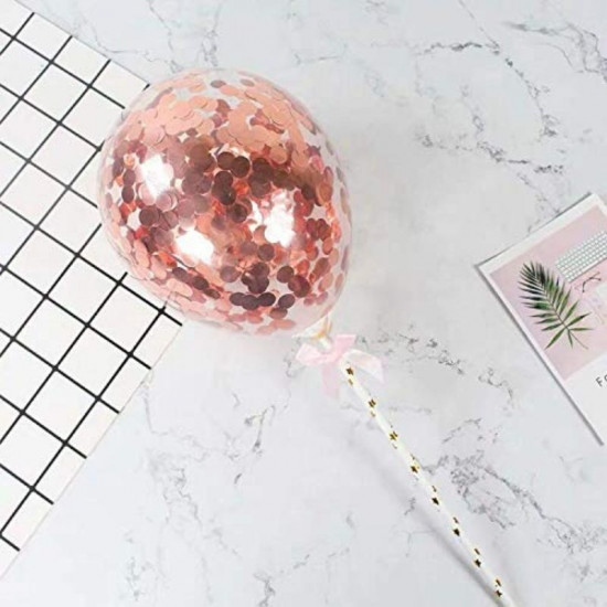 Rose Gold Confetti Balloon Cake Topper (5 Pieces)