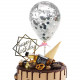 Silver Confetti Balloon Cake Topper (5 Pieces)
