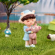 Cute Couple Kids Holding Teddy Bear Miniature Figurines (Style 24)