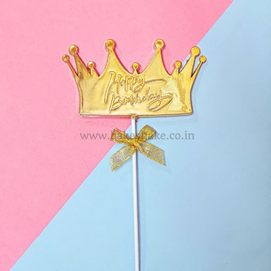 Crown Shape Happy Birthday Cake Topper