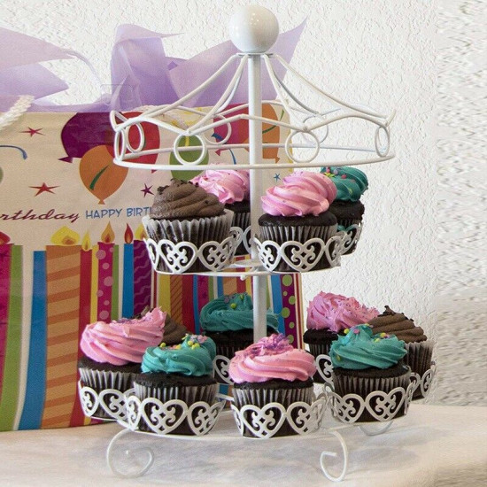 2 Layer Cupcake Stand Carousel - 12 Holders