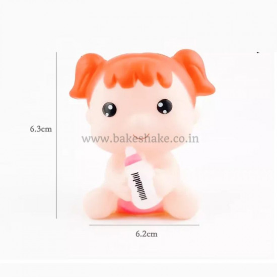 Cute Baby Girl with Feeding Bottle Cake Topper | Baby Shower Cake Topper