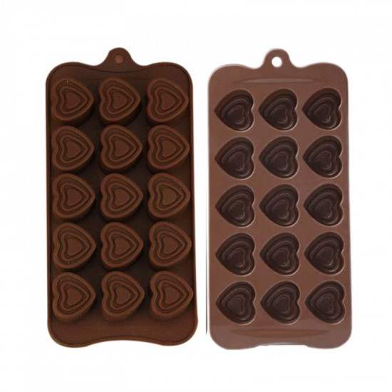 Deep Heart Silicone Chocolate Mould 15 Cavity