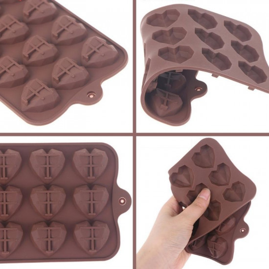 Diamond Heart Shape (15 Cavity) Silicone Chocolate Mould