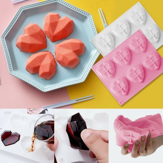 Diamond Heart Shape (6 Cavity) Silicone Chocolate Mould