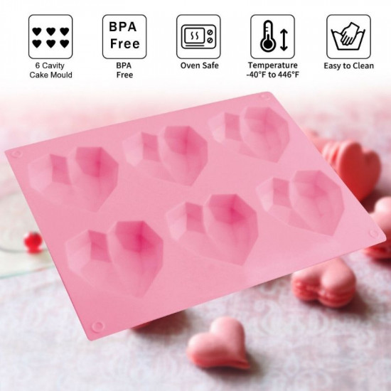 Diamond Heart Shape (6 Cavity) Silicone Chocolate Mould