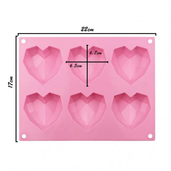 Diamond Heart Shape (6 Cavity) Silicone Chocolate Mould