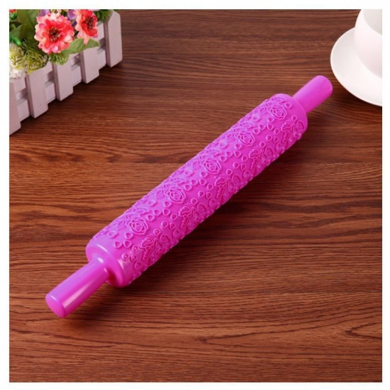 Flower And Small Hearts Design Embossed Rolling Pin