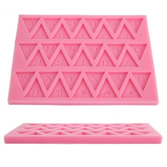 English Alphabets Triangle Banner Silicone Fondant Mould