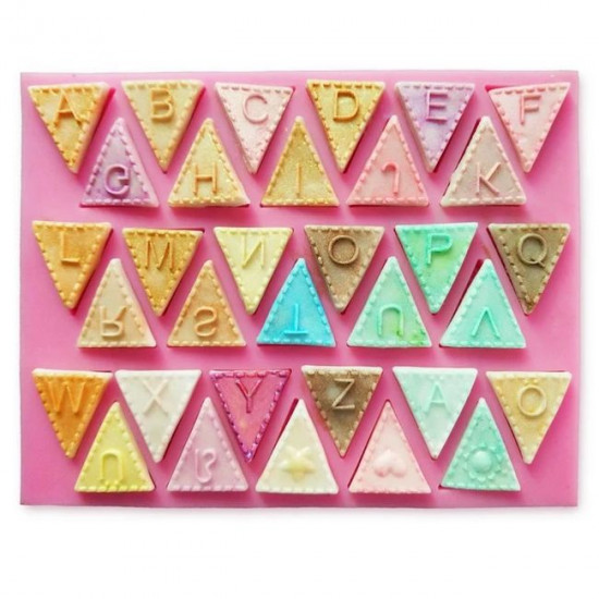 English Alphabets Triangle Banner Silicone Fondant Mould