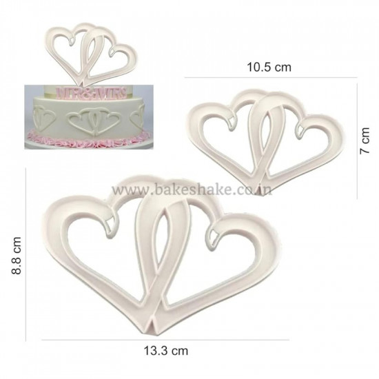 Entwined Hearts Fondant Cutter Set of 2