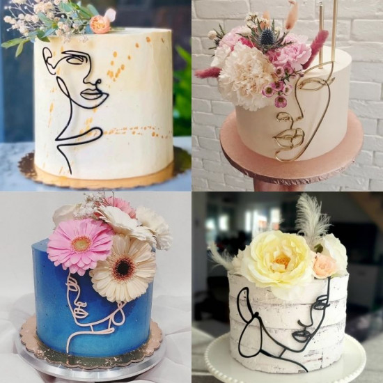 Face Art Silhouette Acrylic Cake Topper (Style 22) Face Art Silhouette Acrylic Cake Topper (Style 22)