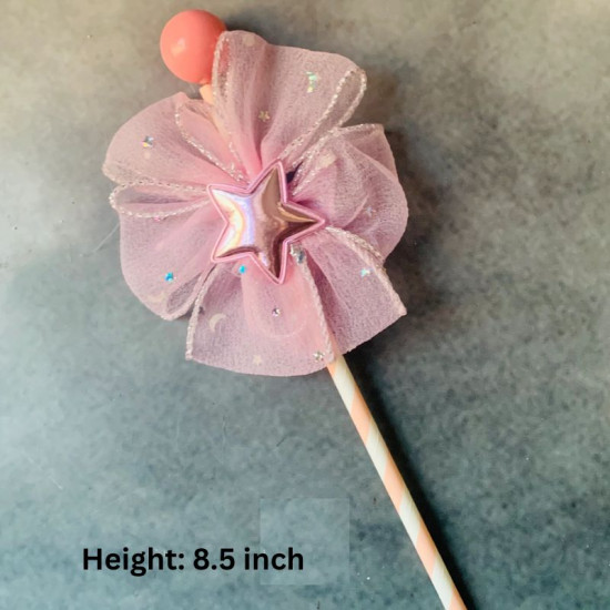 Fancy Net Flower With Star Cake Topper - Off White & Gold