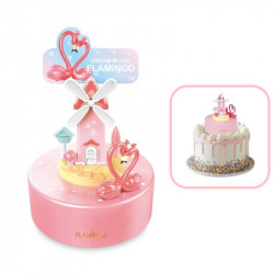 Flamingo Theme Wind Up Music Box For Cake Decor