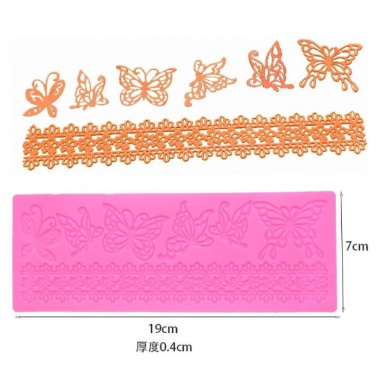 Floral Border And Butterfly 2-in-1 Silicone Lace Mat