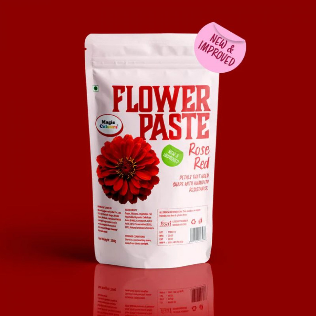 Rose Red Flower Paste (250g) - Magic Colours