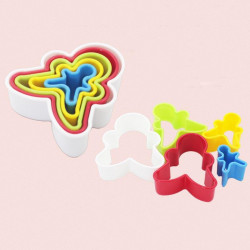 Multi Colour Gingerman Shape Plastic Cookie Cutter -  Set of 5 Pieces