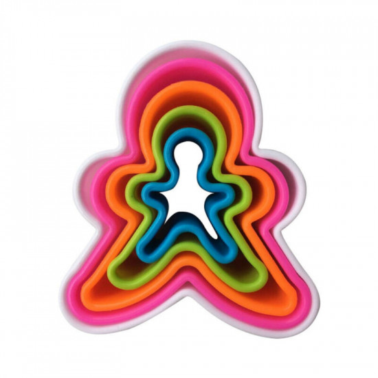 Multi Colour Gingerman Shape Plastic Cookie Cutter -  Set of 5 Pieces