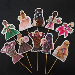 Girl Theme Paper Toppers (10 Pieces)