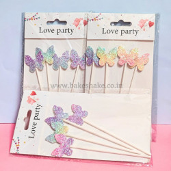 Glitter Butterfly Cake Topper Set of 4 - Random Colours