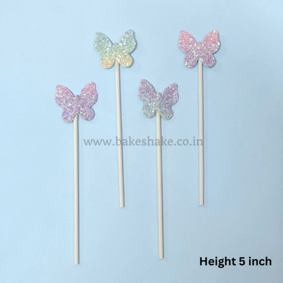 Glitter Butterfly Cake Topper Set of 4 - Random Colours