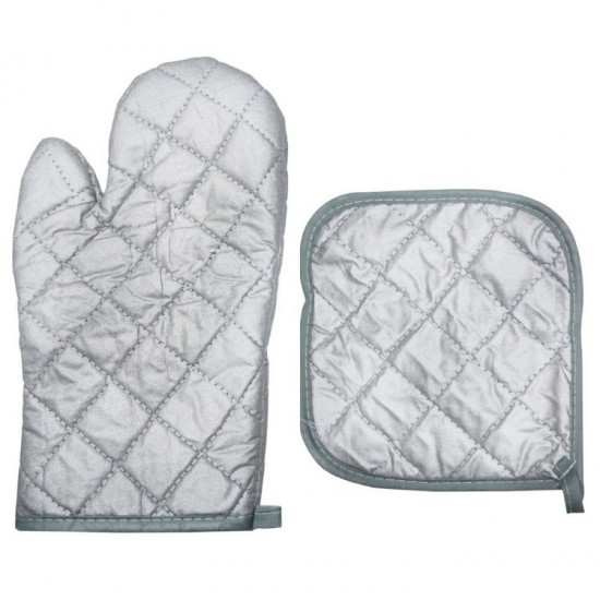 Grey Oven Gloves With Pad