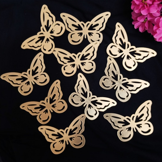 Acrylic Gold Butterflies For Cake Decoration (Set of 10)