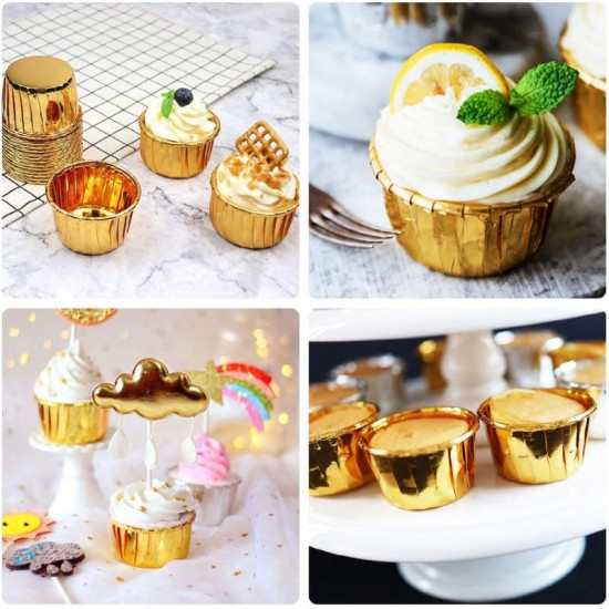 Golden Aluminium Foil Baking Cups / Muffin Liners