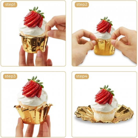 Golden Aluminium Foil Baking Cups / Muffin Liners