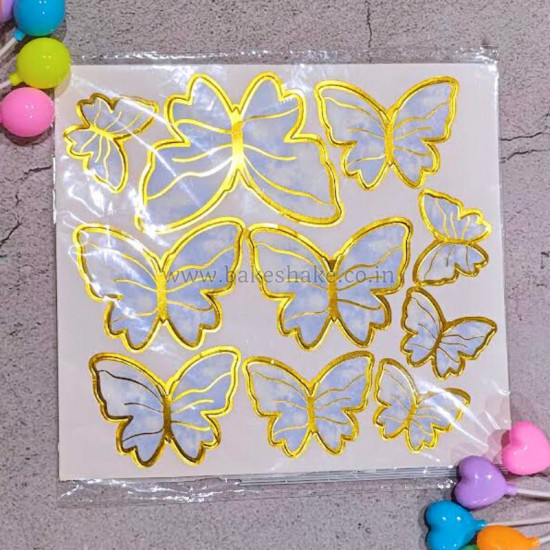 Gold Edged Blue Paper Butterfly (10 Pieces)