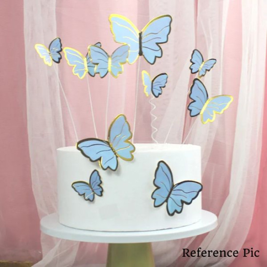 Gold Edged Blue Paper Butterfly (10 Pieces)