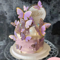 Gold Edged Mauve Paper Butterfly (10 Pieces)