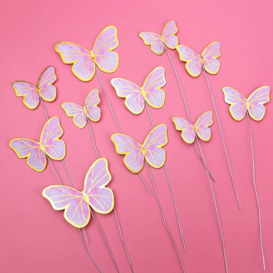 Gold Edged Pink Purple Shaded Paper Butterfly (10 Pieces)