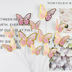 Gold Edged Pink Shaded Paper Butterfly (10 Pieces)
