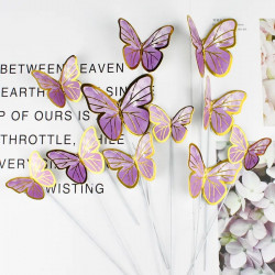 Gold Edged Purple Shaded Paper Butterfly (10 Pieces)