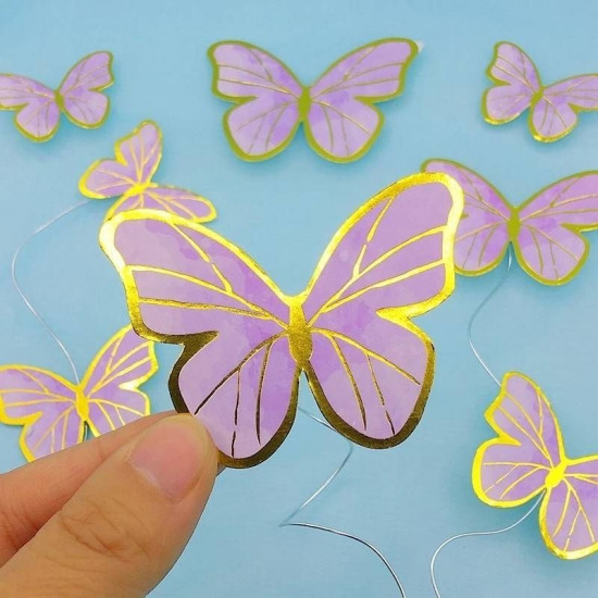 Gold Edged Purple Shaded Paper Butterfly (10 Pieces)