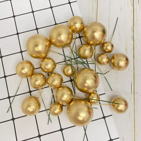 Gold Faux Ball Toppers for Cake Decoration (20 Pcs)